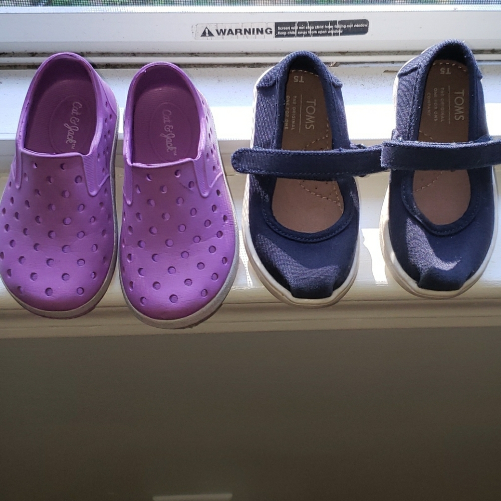 TOMS and Cat & Jack 2 Pairs (Size 5 Toddler Shoes)